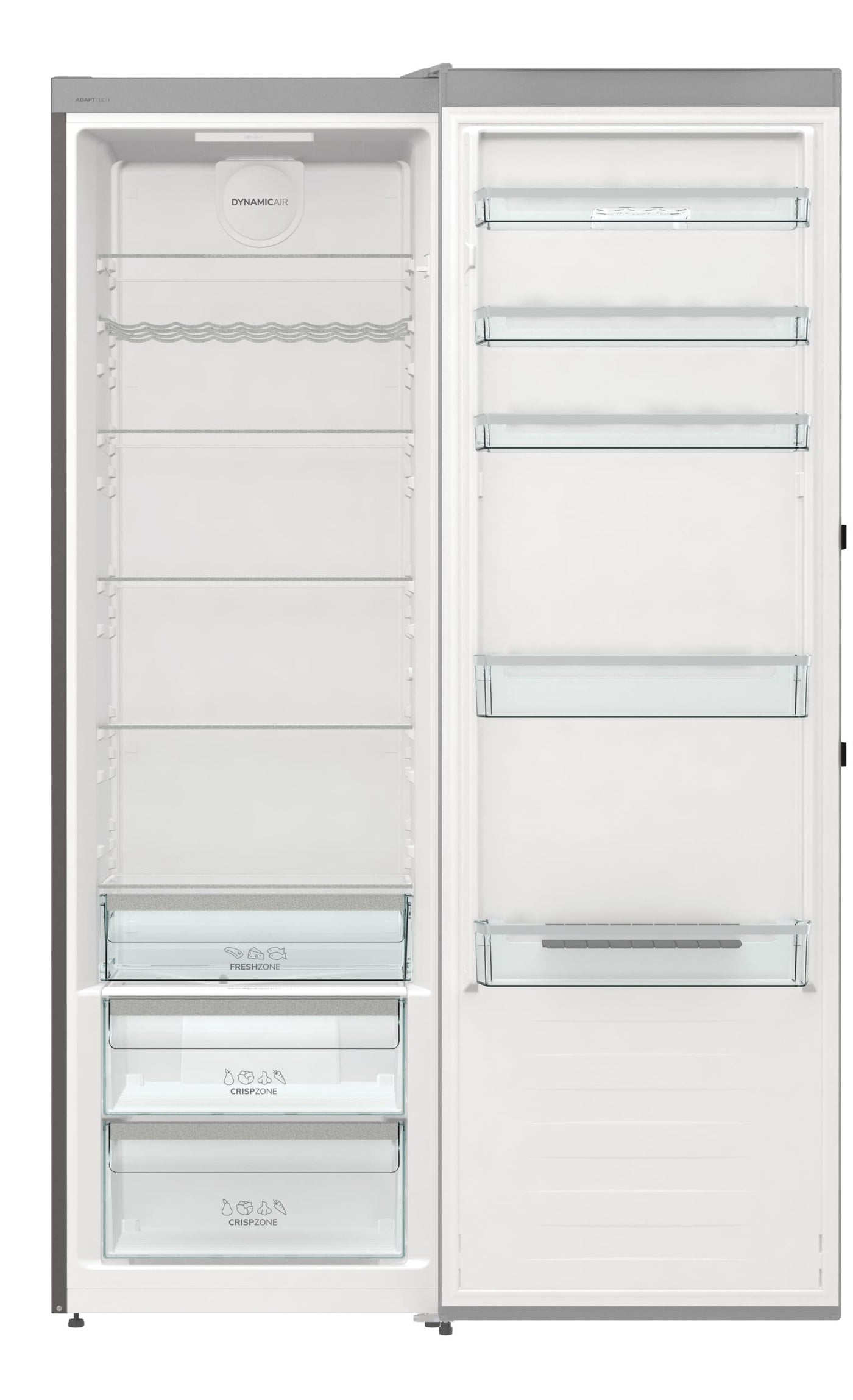 Gorenje R 619 DAXL6 Kühlschrank/AdaptTech/FreshZone/Schnellkühlfunktion/Umluft-Kühlsystem/LED Display / 398l / 185cm / EEK D/Edelstahl