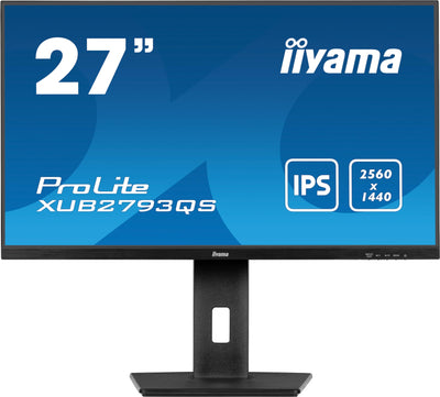 iiyama Prolite XUB2793QS-B6 68,5cm 27" IPS LED-Monitor WQHD 100Hz HDMI DP Slim-Line Höhenverstellung Pivot Adaptive Sync schwarz