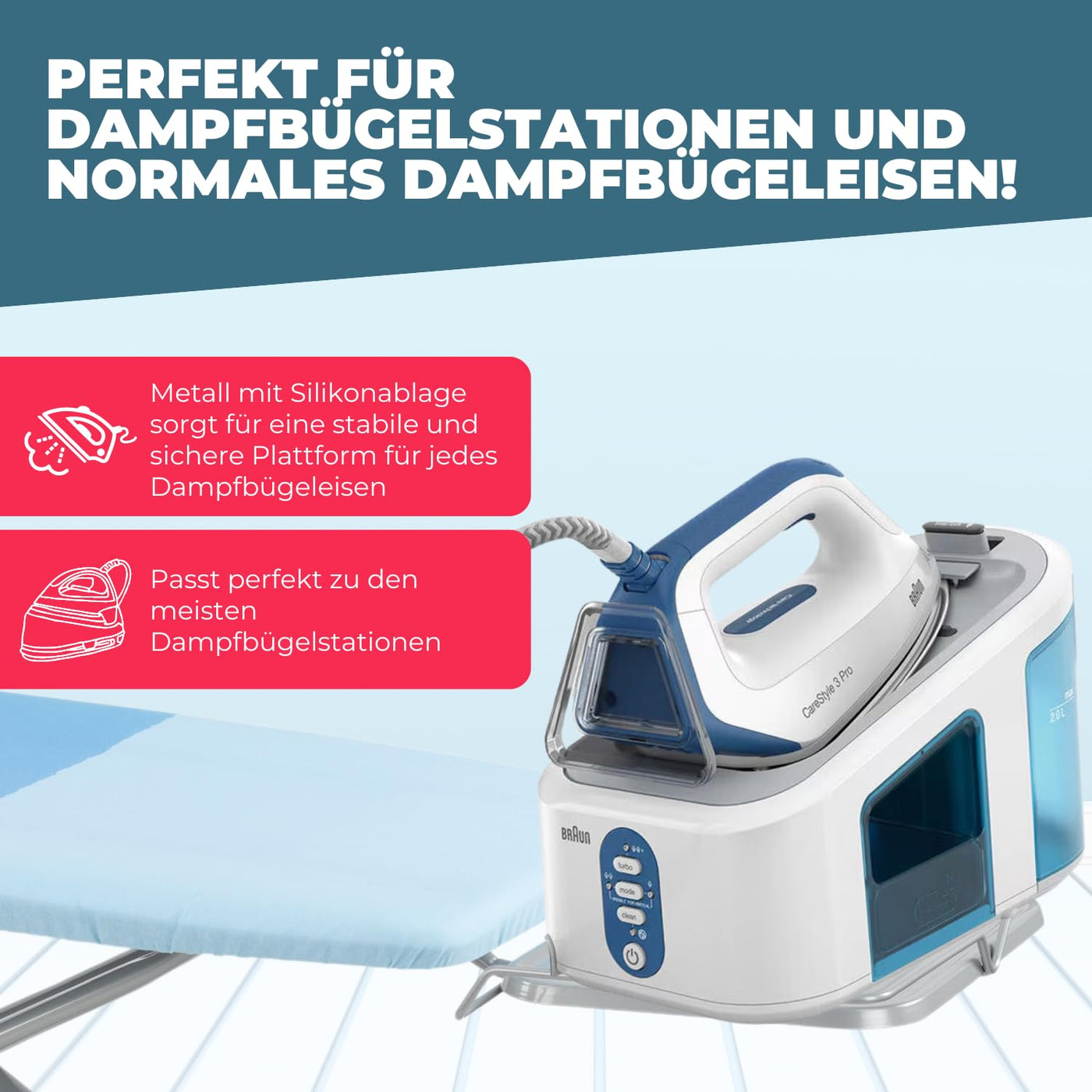 Bügelbrett für dampfbügelstation Ironing Board Groß XXL stabil bügeltisch breit Bügelbretter - 130x50 cm