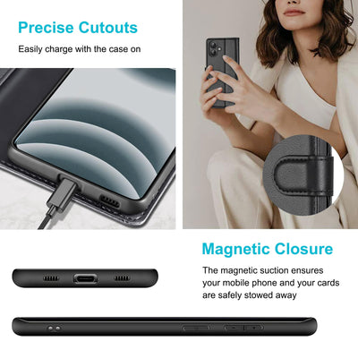 Handyhülle für iPhone 16 Hülle Premium PU Lederhülle iPhone 16 Case Klapphülle Brieftasche Stoßfest Cover [Kartenfach] [Ständer] [Magnetic] Handytasche Schutzhülle für iPhone 16 (6,1") - Schwarz