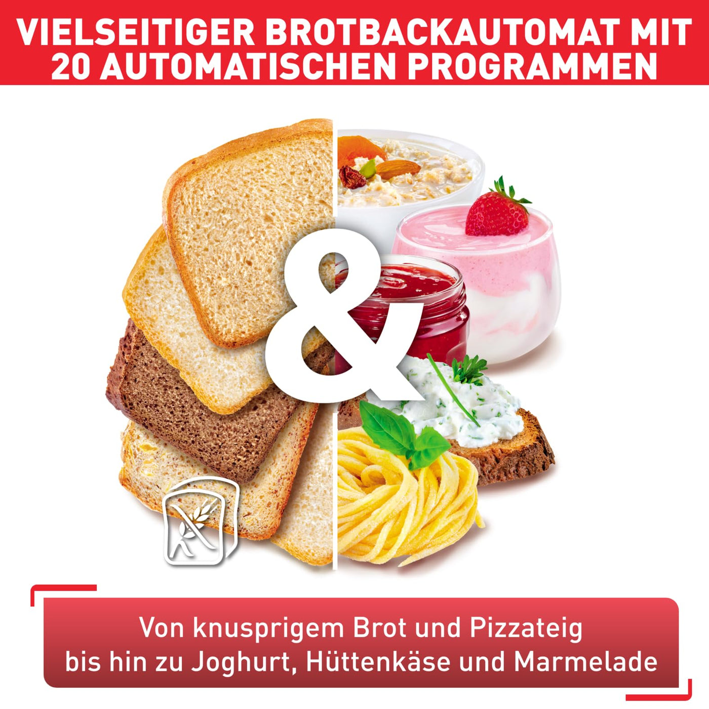 Tefal PF240E Brotbackautomat Pain&Délices | 20 Backprogramme | 3 Brotgrößen und Bräunungsstufen einstellbar | auch für Kuchen - Pizza - Nudelteig | Backform antihaftbeschichtet | Schwarz/Edelstahl