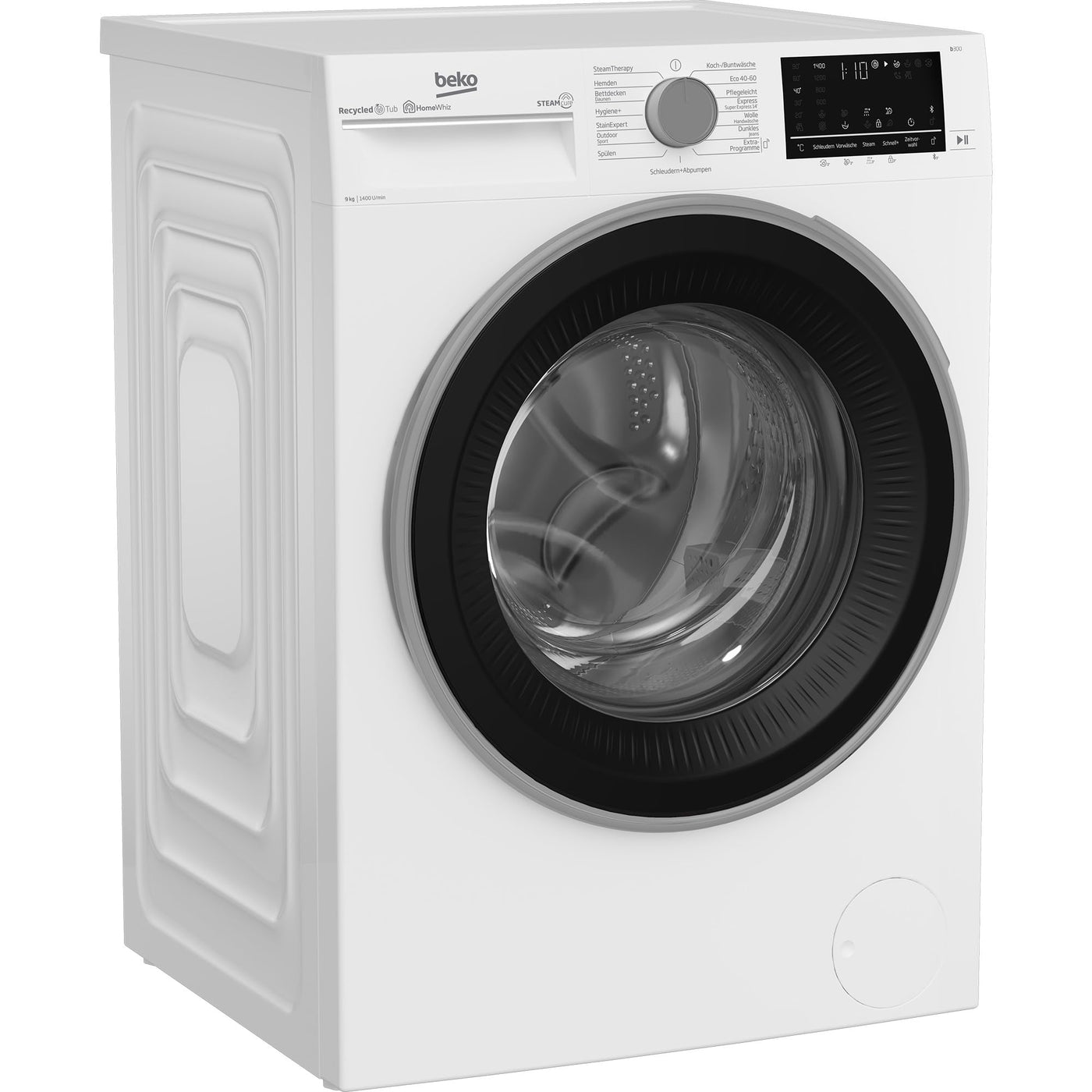 Beko B3WFU59415W2 b300 Waschvollautomat, 9 kg, Waschmaschine, Restzeitanzeige, 1400 U/min, Dampffunktion, AddXtra-Nachlegefunktion, Bluetooth, StainExpert, Hygiene+ allergikergeeignet, Weiß