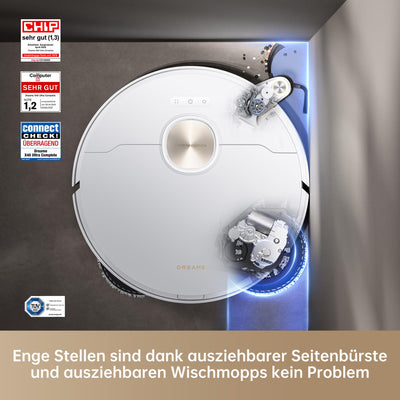 dreame X40 Ultra Complete Saugroboter mit Wischfunktion, 12.000Pa Saugkraft, 70℃ Wischmopp, selbstreinigend, automatische Entleerung, automatisches Nachfüllen, Anti-Wirrwarr und anhebbare Bürsten