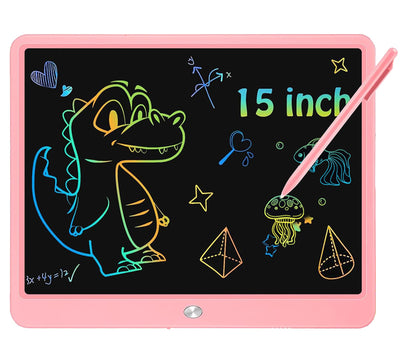 Bunte LCD Schreibtafel Kinder 15 Zoll, Maltafel Zaubertafel Writing Tablet Ektronischer Grafiktablet 3-12 jährige mädchen Jungen Kinder Spielzeug Geschenke (Rosa)