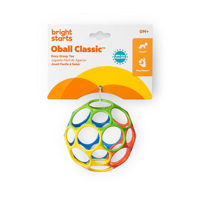 Bright Starts, Oball Classic, flexibler und leicht zu handhabender Ball, sensorisches Aktivitätsspielzeug für Kinder aller Altersstufen, mehrfarbig