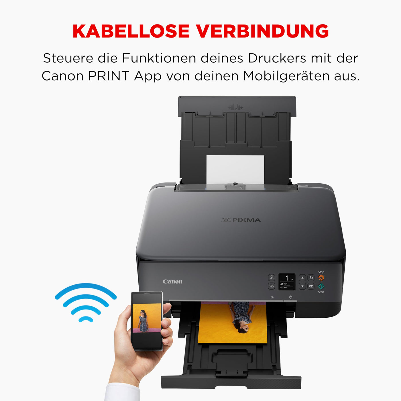 Canon PIXMA TS5350i Multifunktionsdrucker 3in1 (Tintenstrahl,Drucken, Kopieren, Scannen, A4, 3,7 cm OLED, WLAN, Duplexdruck, 2 Papierzuführungen, kompatibel mit Pixma Print Plan ABO) Schwarz