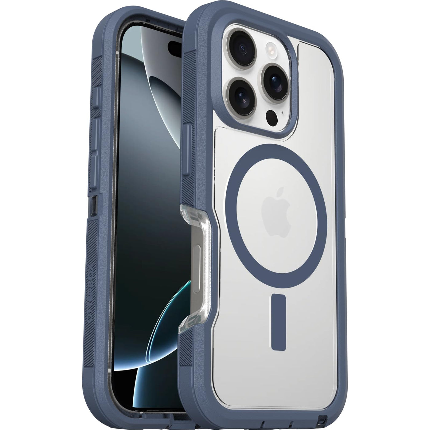 OtterBox Defender Series XT MagSafe Hülle für iPhone 16 Pro, stoßfest, Ultra-robust, schützende Hülle, 7X getestet nach Militärstandard, Transparent/Blau