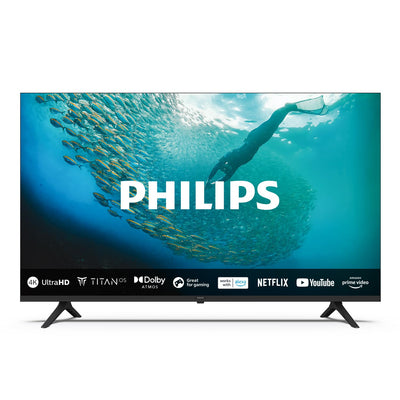 Philips 50PUS7009 4K LED Smart TV - 50-Zoll Display mit Pixel-präziser Ultra HD Titan OS Plattform und Dolby Atmos-Klang. Funktioniert mit Alexa und Google Sprachassistent – Schwarz