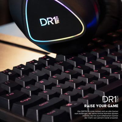 DR1TECH Raven Mechanische TKL Gaming Tastatur Für PC/PS4 mit RGB Hintergrundbeleuchtung - 87 Tasten Anti Ghosting - Ergonomische USB Tastatur mit Kabel (Internationales-Layout)