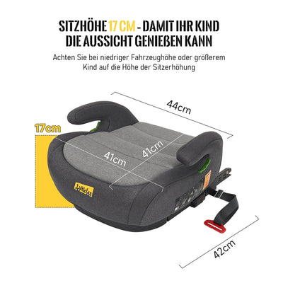 Jovikids Sitzerhöhung Auto Kinder ISOFIX, ECE R129 Kindersitzerhöhung 125-150cm, Verdickter Stoffbezug & Isofix Einführhilfe, Leicht Waschbar