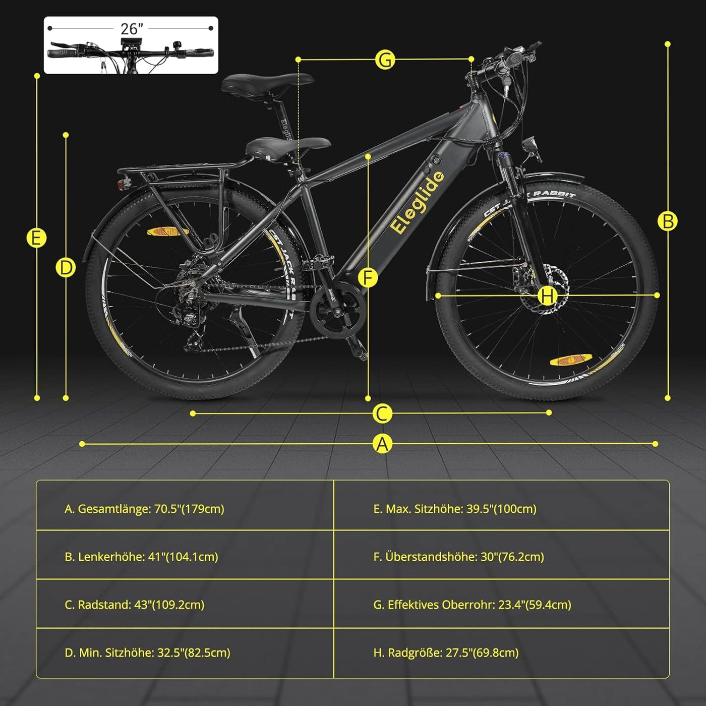 Eleglide E-Bike, T1 Elektrofahrrad 27.5'' Trekking E-Cityrad mit 13Ah Akku, 100KM Lang Range, 250W Motor, 7 Gäng E-Mountainbike für Damen und Herren, Doppelscheibenbremsen