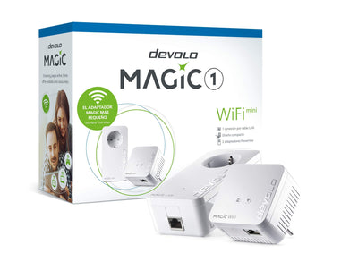 devolo Magic 1 - 1200 WiFi Mini-Starterkit, kompaktes Set, 2 Powerline-WiFi-Adapter für sicheres Heimnetzwerk (1200 Mbit/s, 1 x Fast Ethernet-LAN-Verbindung, Mesh-WLAN, G.hn-Technologie) Weiß