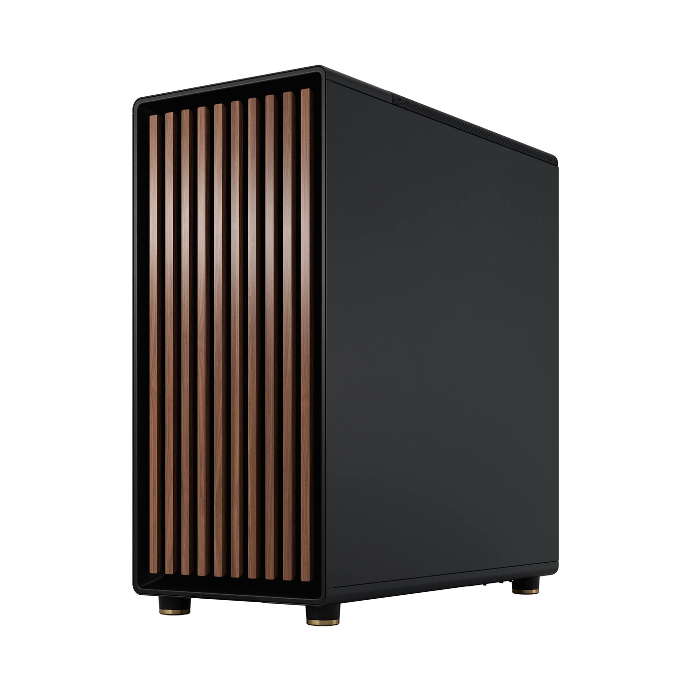 Fractal Design North Charcoal Black - Wood Walnut Front - Mesh Side Panels - Two 140mm Aspect PWM Fans Included - Intuitive Interior Layout Design - ATX Mid Tower PC Gaming Case