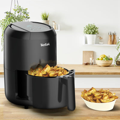 Tefal EY3018 Heißluftfritteuse Easy Fry Compact | Air Fryer für 1-2 Personen | Kapazität: 1,6 L | 6 automatische Programme | Digitales Display | energiesparend | gesunde Friteuse ohne Öl | Schwarz