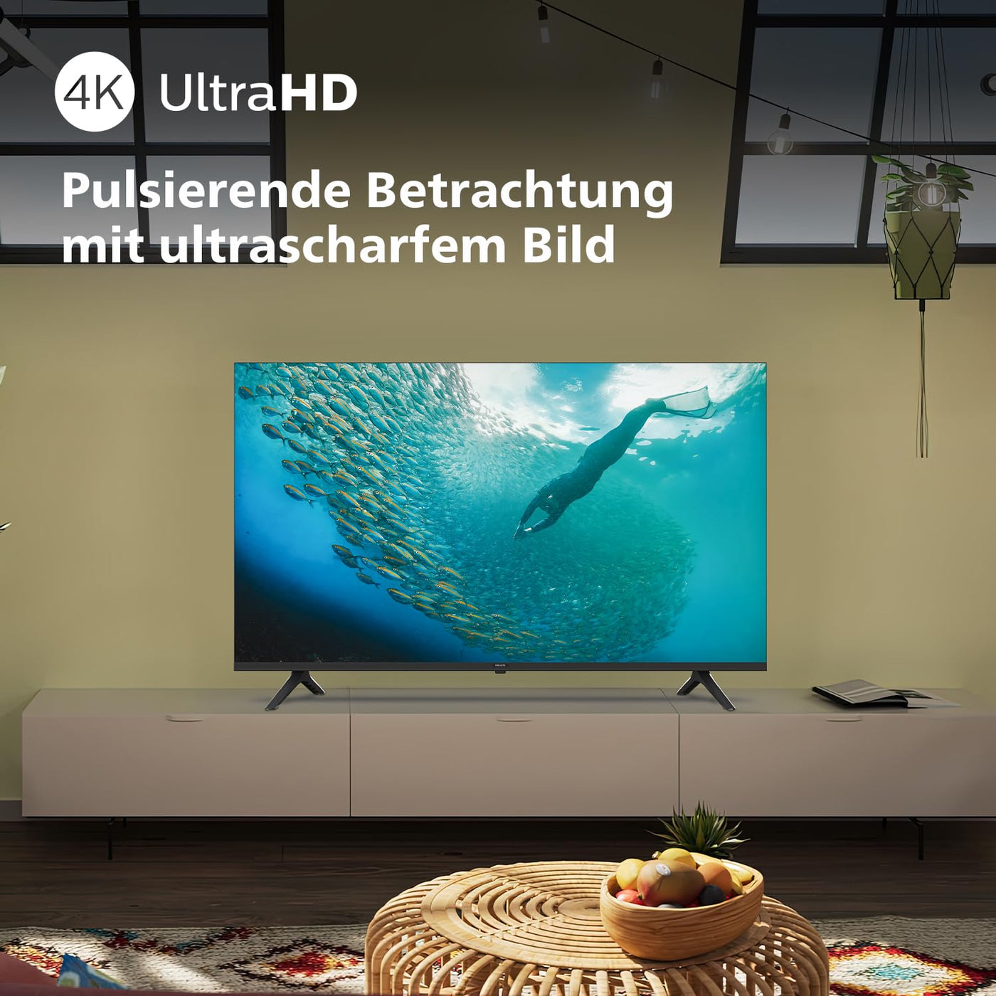 Téléviseur LED intelligent 4K Philips 43PUS7009 - Écran 43 pouces avec plate-forme Titan OS Ultra HD au pixel près et son Dolby Atmos. Fonctionne avec Alexa et Google Voice Assistant – Noir