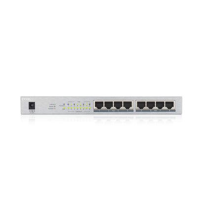 Zyxel Gigabit Unmanaged PoE+ Switch mit 8 Ports (davon 8 mit PoE) und einem PoE-Budget von 60 Watt, Lifetime Garantie [GS1008HP]