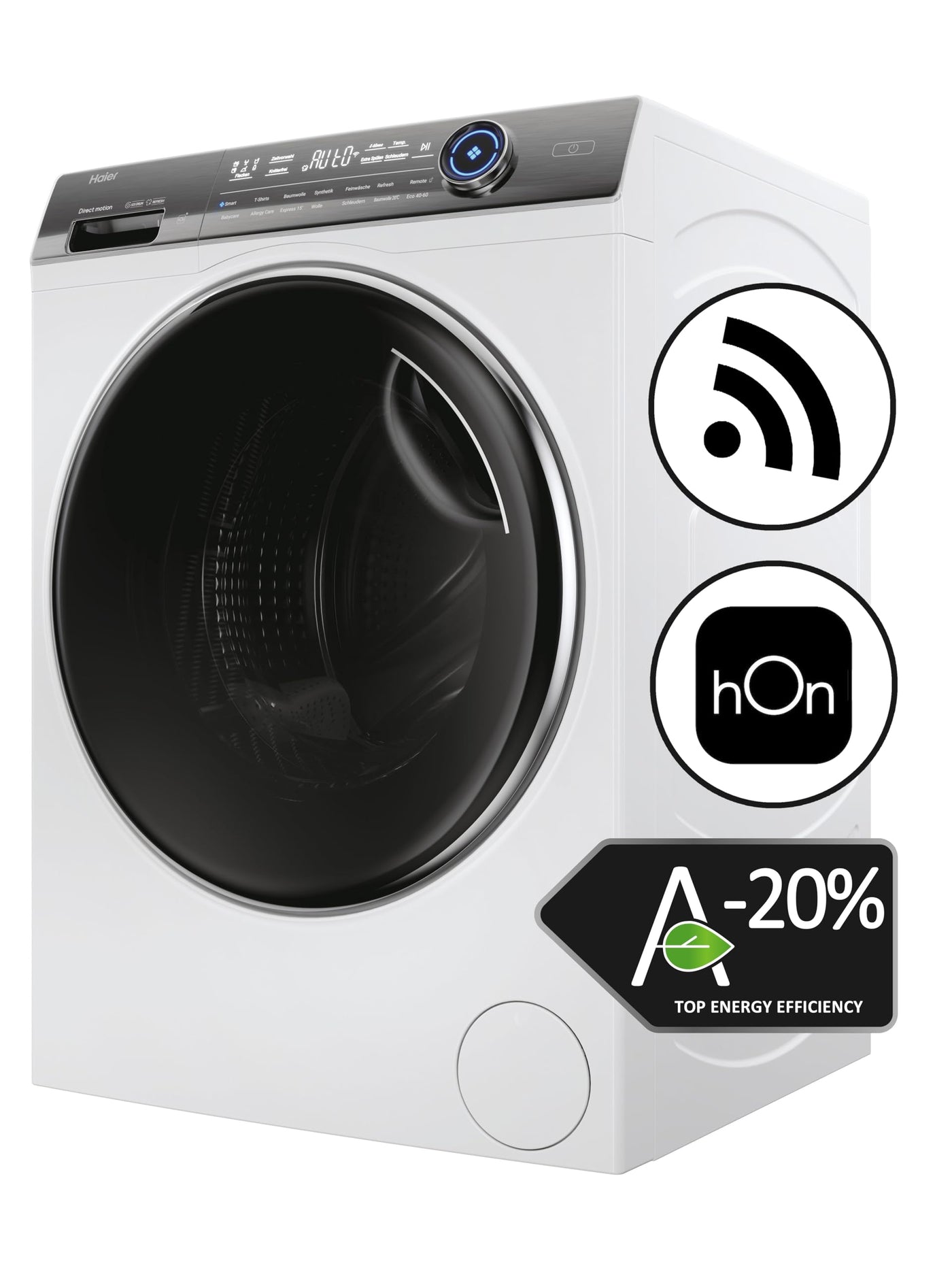 Haier I-PRO SERIE 7 PLUS HW120-B14979EU1 Waschmaschine / 12 kg / 20% effizienter als Klasse A/Smart Home - Wi-Fi & hOn App/Direct Motion Motor/Refresh-Programm & Fleckenoptionen