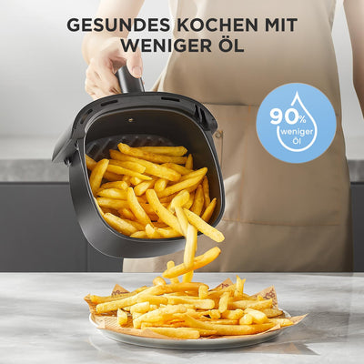 Midea Heißluftfritteuse 2L,1150W Airfryer, Frittieren ohne Öl, Heißluft Fritteusen, Automatische Abschaltfunktion, ölfrei, Leicht zu reinigen, BPA-frei, Schwarz