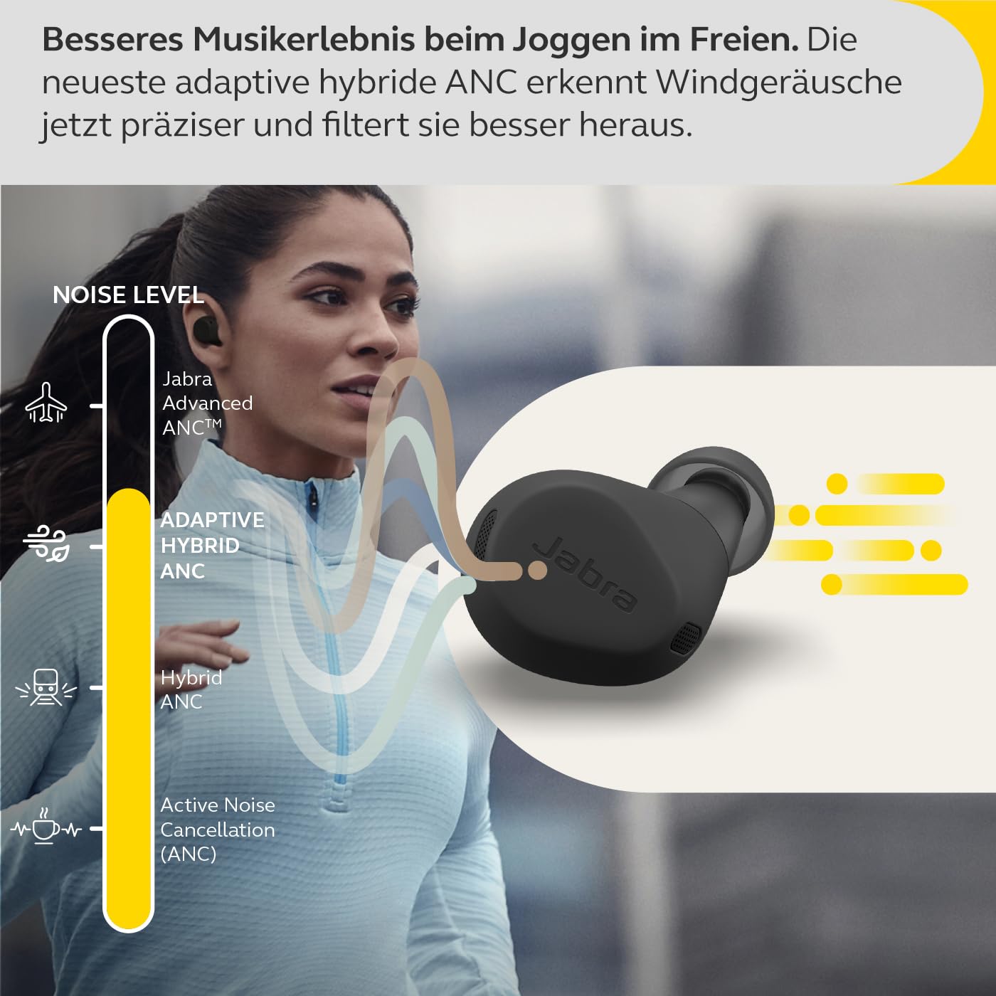 Jabra Elite 8 Active schnurlose In-Ear-Bluetooth-Kopfhörer mit adaptiver, hybrider aktiver Geräuschunterdrückung (ANC) und 6 eingebauten Mikrofonen, Wasser- und schweißresistent - Dunkelgrau