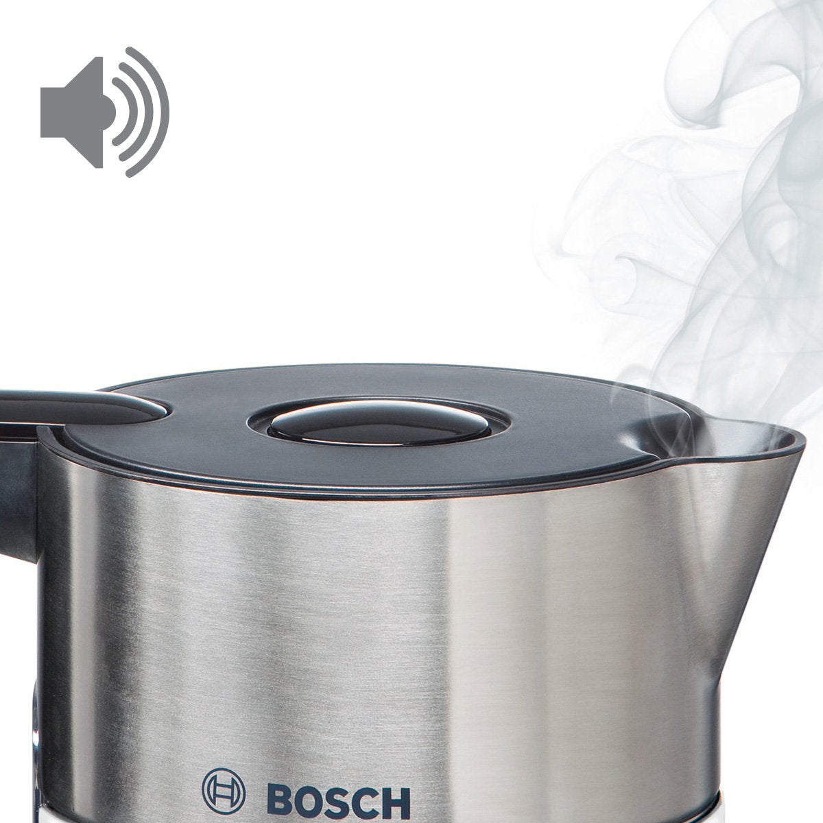 Bosch kabelloser Wasserkocher TWK8611P, Abschaltautomatik, Überhitzungsschutz, Temperaturwahl, Warmhaltefunktion, 1,5 L, 2400 W, weiß