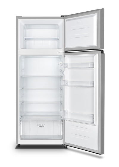 Gorenje RF414EPS4 Doppeltürkühlschrank mit Gefrierteil oben, 165 Liter Kühleil, 41 Liter Gefrierteil, LED Innenbeleuchtung, Energieeffizienzklasse E, 143,6cm x 55cm, silber