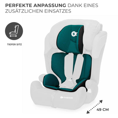 Kinderkraft Kinderautositz COMFORT UP I-SIZE, Autokindersitz, Autositz, Kindersitz, für Kinder von 76-150 cm, 5-Punkt-Sicherheitsgurt, Einstellbare Kopfstütze, ECE R129/03, Grün