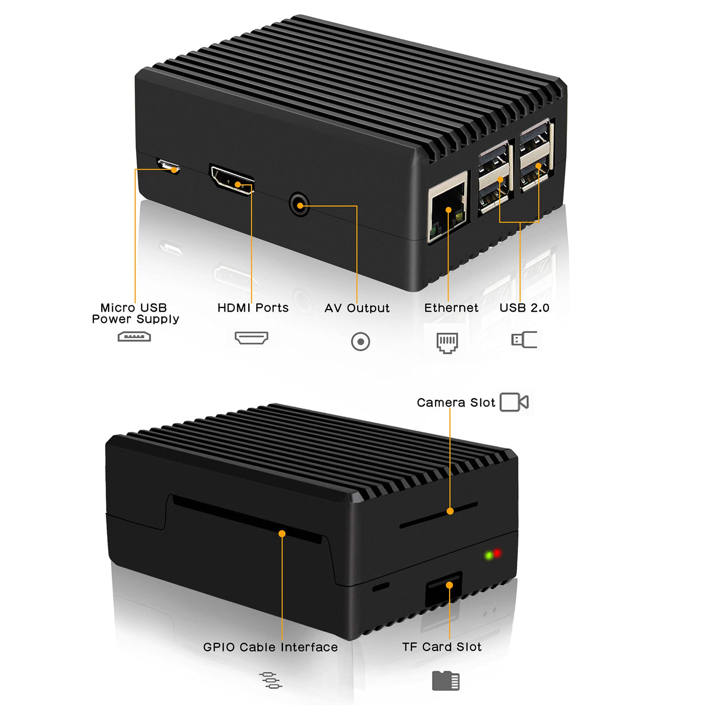 Geekworm Raspberry Pi 3 B+/ 3B Gehäuse Case, Pi 3B+/ 3B Aluminum Passive Cooling Case Housing for Raspberry Pi 3 Model B+/Raspberry Pi 3 Model B (P252)