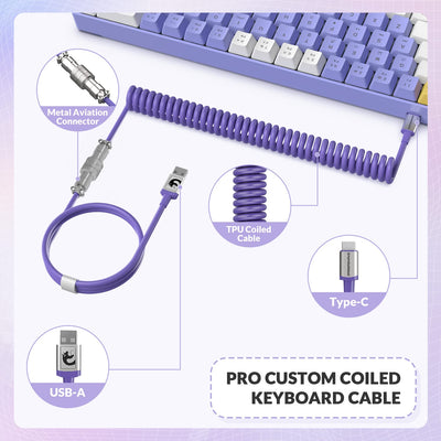 YINDIAO T8 60% Mechanische Gaming Tastatur,68 Tasten TKL Kompakt Layout,Kabelgebundene Tastatur,18 RGB Beleuchtung,Blauer Schalter,Anti-Ghosting,Pro USB-C Spiralkabel,für PC,MAC,PS4,Xbox -Lila