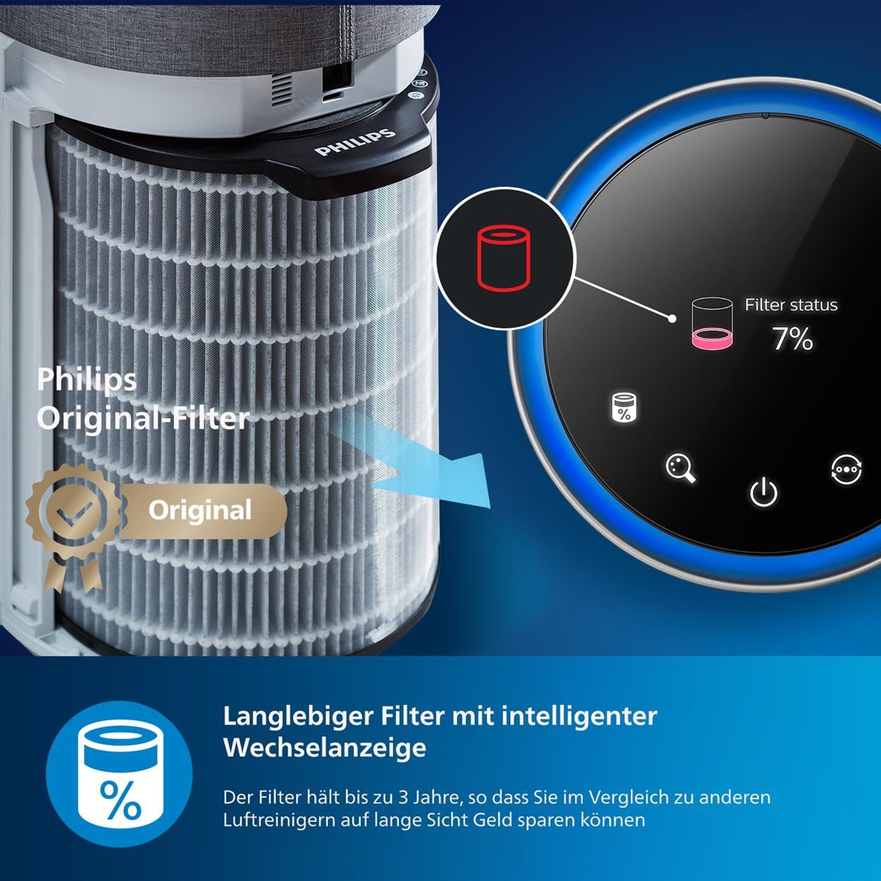 Philips Luftreiniger der Serie 4000i, App-Steuerung, entfernt Keime, Pollen und Staub in Räumen bis zu 158 m², 4 Geschwindigkeiten, Schlafmodus, (AC4236/10)