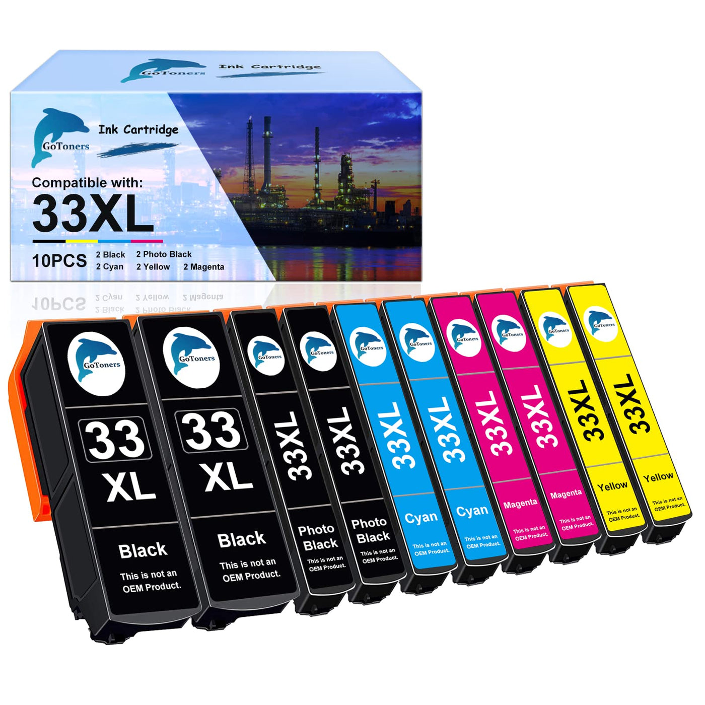 GoToners 33XL Multipack Kompatibel für Epson 33 XL Druckerpatronen für XP-7100 XP-540 XP-530 XP-640 XP-830 XP-900 XP-645 XP-635 XP-630 (2 Schwarz, 2 Foto Schwarz, 2 Cyan, 2 Magenta, 2 Gelb)