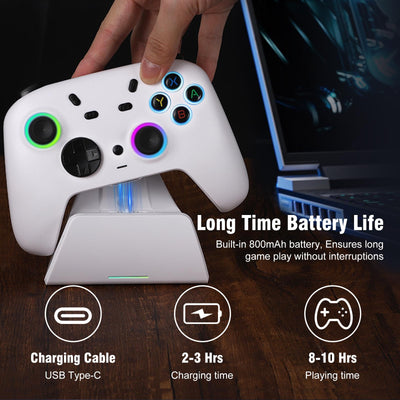 DuLingKer PC Controller mit Ladestation, Wireless Switch Controller für Switch/PC Windows/Steam mit Hall Effekt Trigger/Joystick(Kein Drift), RGB Licht, M1/M2 Taste, Game Controller für PC/Switch