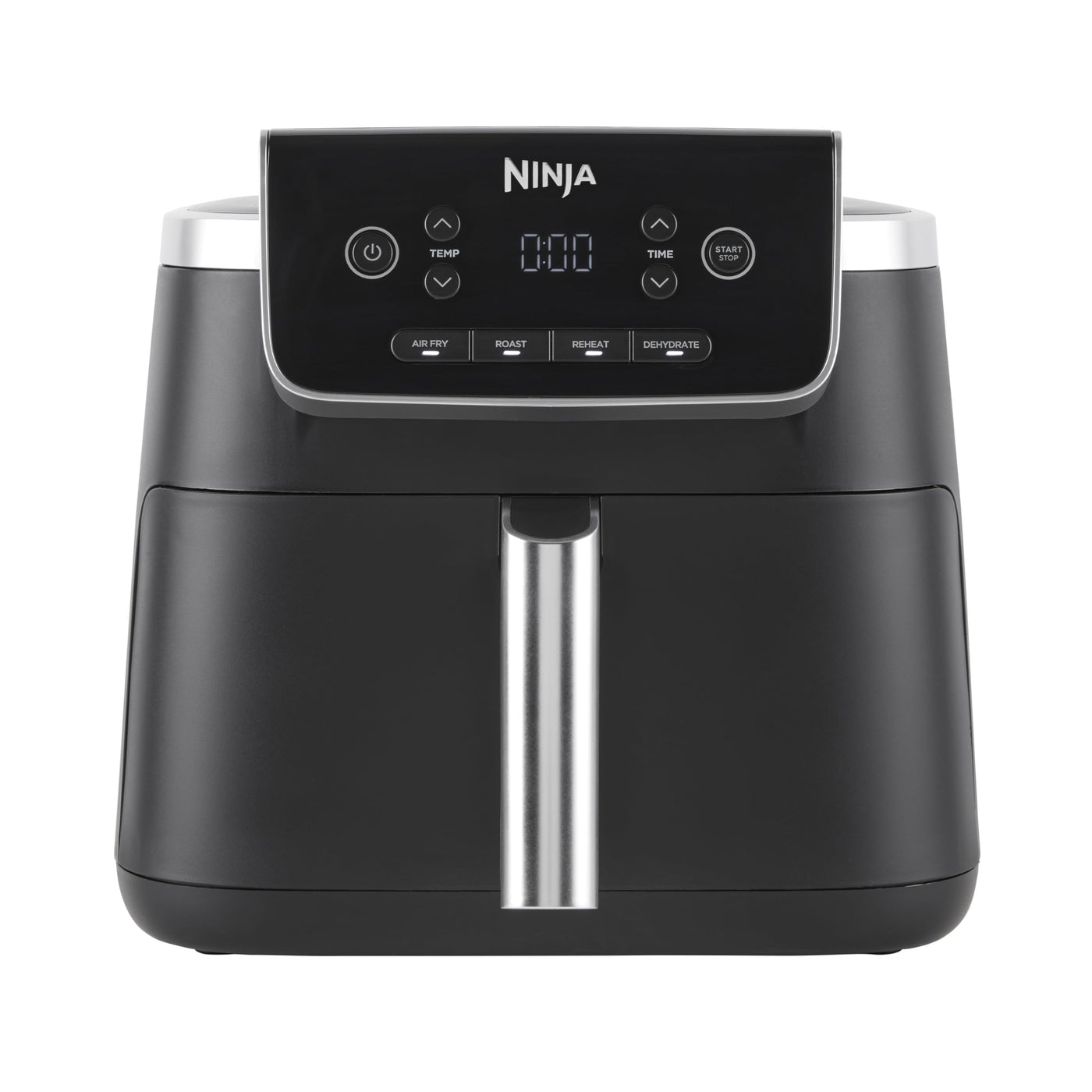 Ninja PRO Air Fryer Heißluftfritteuse, 4,7L Airfryer, Einzelkorb-Heißluftfritteuse, 4-in-1, für 1-2 Portionen, Digital, Kochen aus dem Gefrorenen, Antihaft-Schublade & Crisper Korb, Schwarz AF140EU