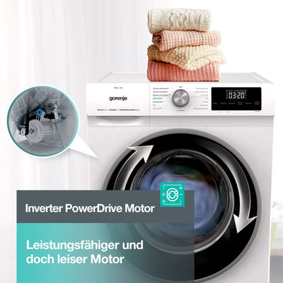 Gorenje WNEI 84 BPS Waschmaschine mit Dampffunktion / 8 kg / 1400 U/min /16 Programme Inverter Motor/Edelstahltrommel/AquaStop/Kindersicherung/SterilTub/Weiß