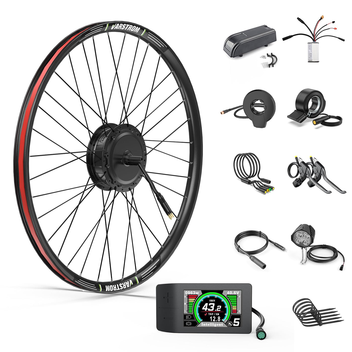 Bafang 48V 500W Vorderrad Nabenmotor - Ebike Umbausatz mit Akku Optionalem und LCD Display, Scheibenbremsversion Frontmotor mit Einbaubreite 100MM für 26" 28" 29" 700C Mountainbike Rennrad Pendlerrad