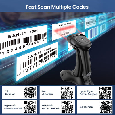 Eyoyo Barcode Scanner 2D, USB Verdrahtet Handheld QR Code Scanner mit Stand, Auto-Sensing Scanner für Handsfree, Screen Scanning Bar Code Reader für Computer POS Markt Bibliothek Store Medical