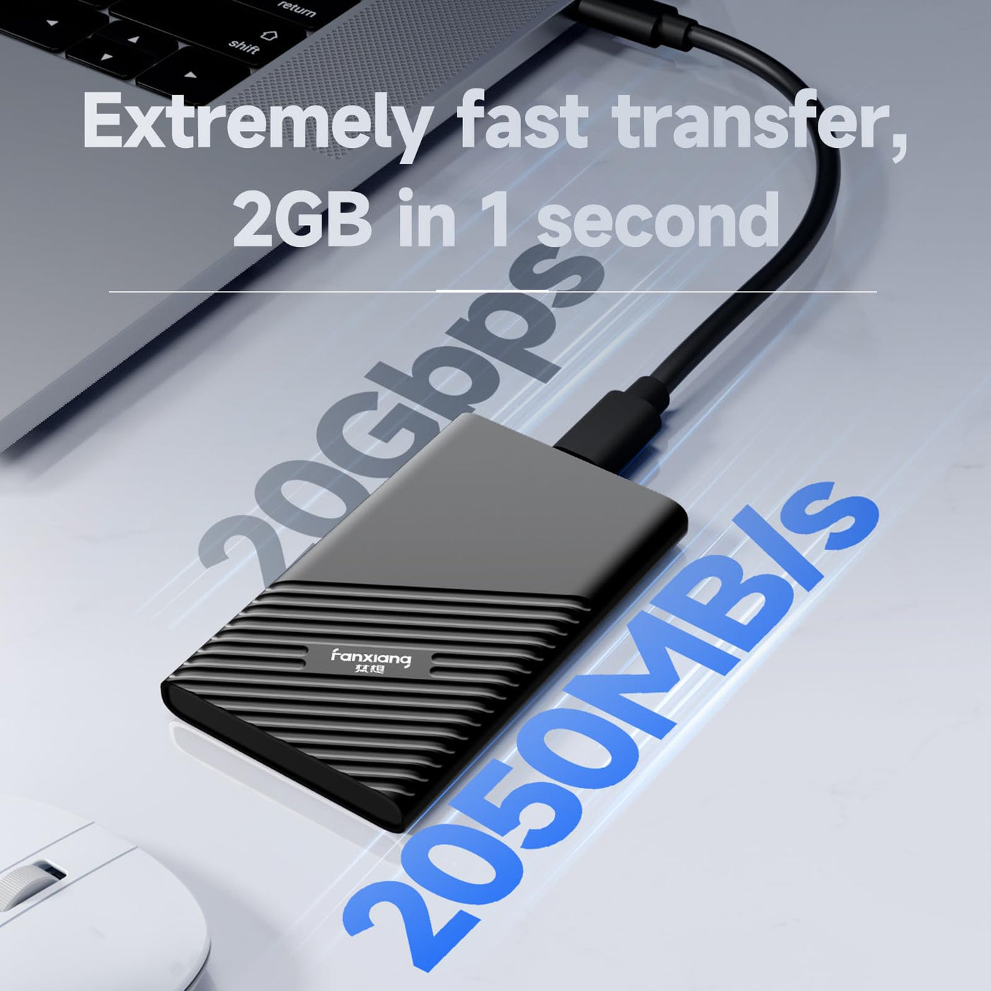 fanxiang Externe SSD 1TB Festplatte Bis zu 2000MB/s, USB 3.2 Gen.2x2 Typ C, Professional Externe SSD, Zuverlässiger Speicher für Desktops, Laptops, PC, XS Windows PS2000W