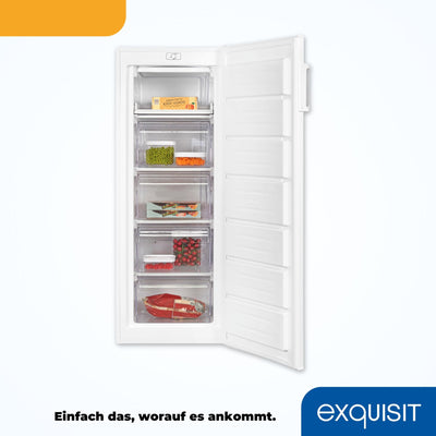 Exquisit Gefrierschrank, Tiefkühlschrank Groß 168 L Volumen, 4* Gefrieren, Türanschlag wechselbar, Gefrierschrank Gross 55cm Breite, GS5230-H-040D weiss