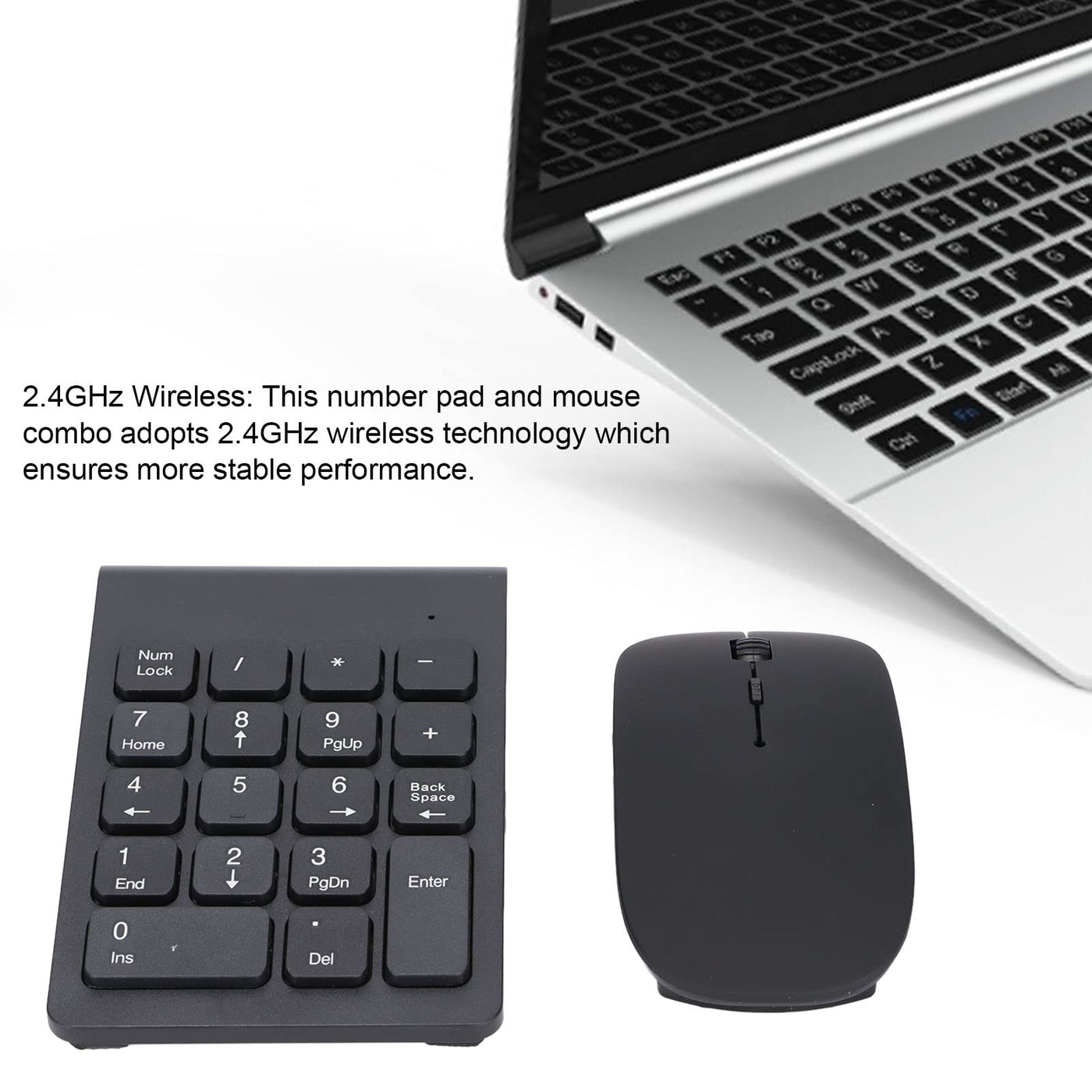 Pavé numérique et souris sans fil rechargeables, pavé numérique et souris combinés sans fil, pavé numérique USB ultra fin portable 2,4 GHz et souris combinés pour ordinateurs portables Windows