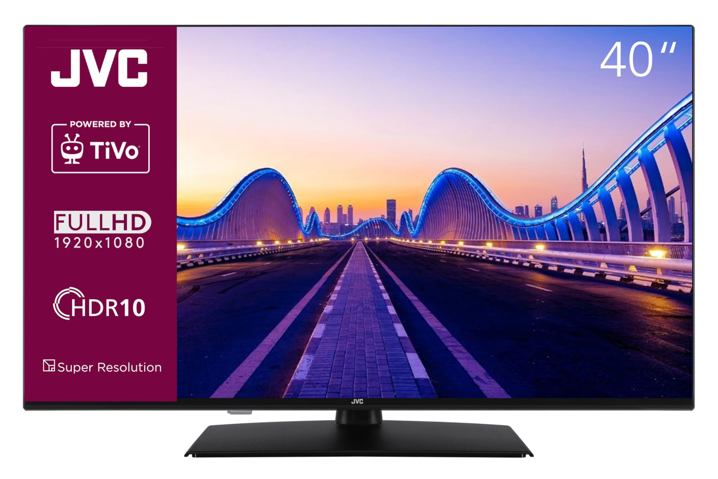 Téléviseur intelligent JVC TV 40 pouces alimenté par TiVo (Full HD, HDR, triple tuner, 6 mois HD+ inclus) LT-40VF5355