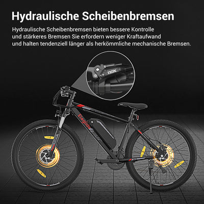 Eleglide M2 E Bike Herren Damen mit 36V 15Ah Abnehmbarer Akku, 27,5/29 Zoll Offroad E Mountainbike, Elektrofahrrad Pedelec mit APP, 24 Gänge Schaltung, Reichweite bis zu 125 KM (27,5 Zoll)