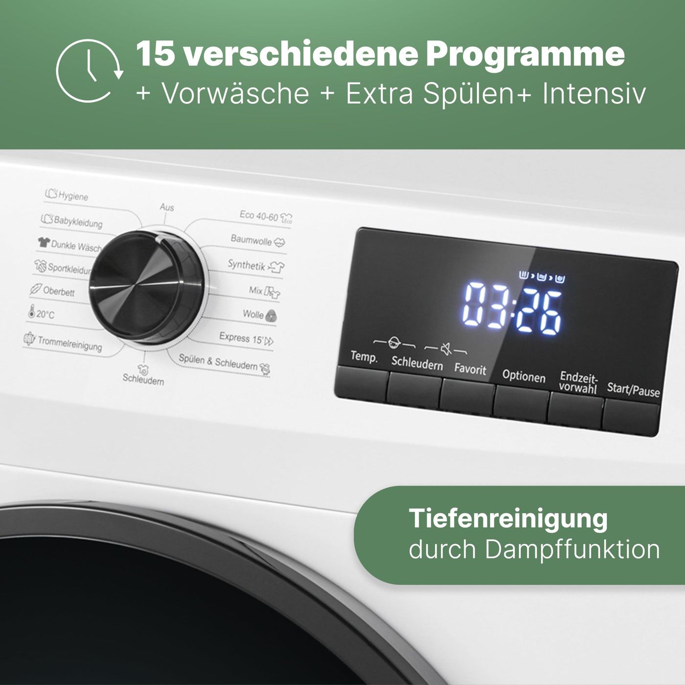 Bomann® Waschmaschine 7kg | 10 Jahre Motor-Garantie | effizienter Invertermotor | 1400 U/min | inkl. Aqua-Stop | bis 90°C | 15 Programme | Bomann Waschmaschine | Washing Machine | WA 7500 weiß