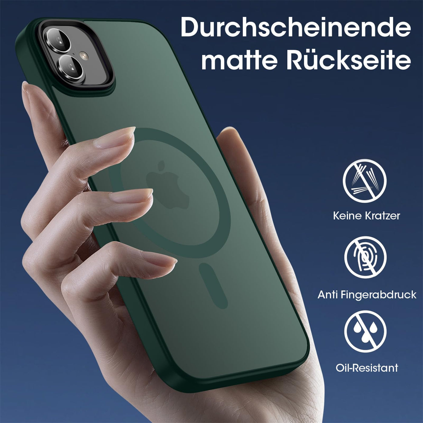 ORDA für iPhone 16 Plus Hülle Kompatibel mit MagSafe,Magnetisch Handyhülle für iPhone 16 Plus Case Durchscheinende Matt Rückseite Dünn Stoßfest Schutzhülle Grün