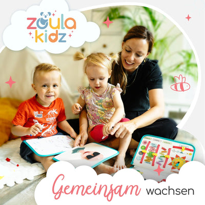 zoula kidz® Busy Board deutsch - Montessori Spielzeug ab 3 Jahre - Motorikspielzeug - Montessori Buch - Spielzeug Autofahrt - Activity Board - Kleinkind Spielzeug - Motorikbrett - Busy Book