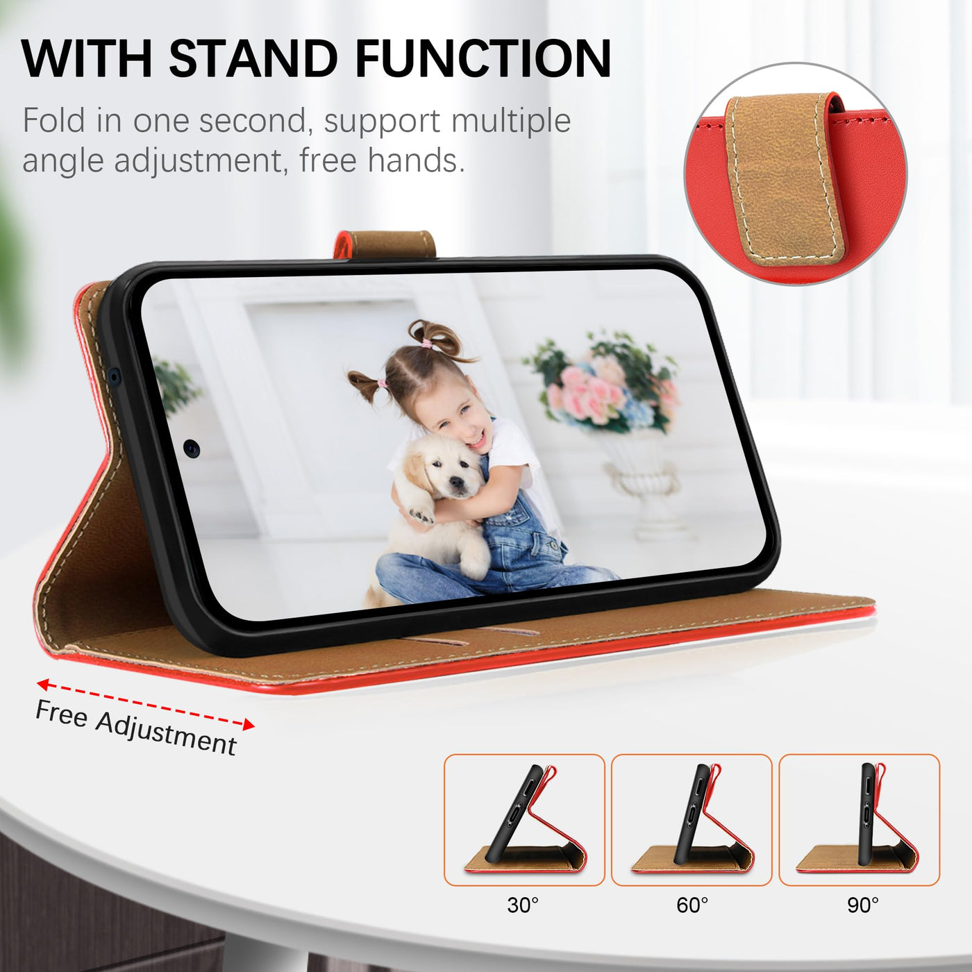 HOOMIL MagFlip Handyhülle für Samsung Galaxy A55 5G Hülle, [Erstklassige Handwerk] Premium Leder Tasche Klappbar Case Schutzhülle - Rot