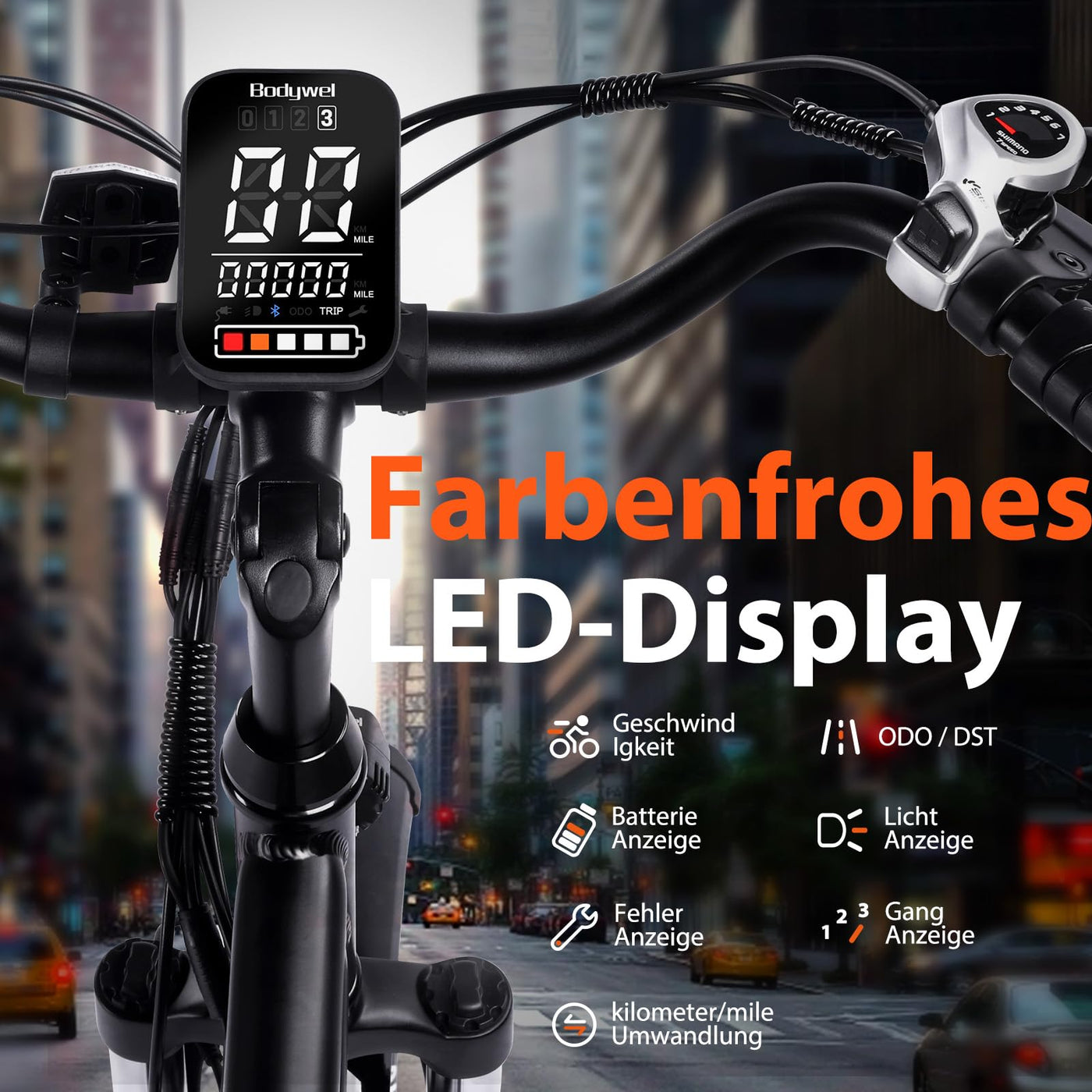 Bodywel A26 26 Zoll E-Bike Elektrofahhrad Damen Herren I APP Funktion I 250W Ananda Motor + Batterie abnehmbar 36V 15,6Ah + Max 100KM City E Bike (26 Zoll)