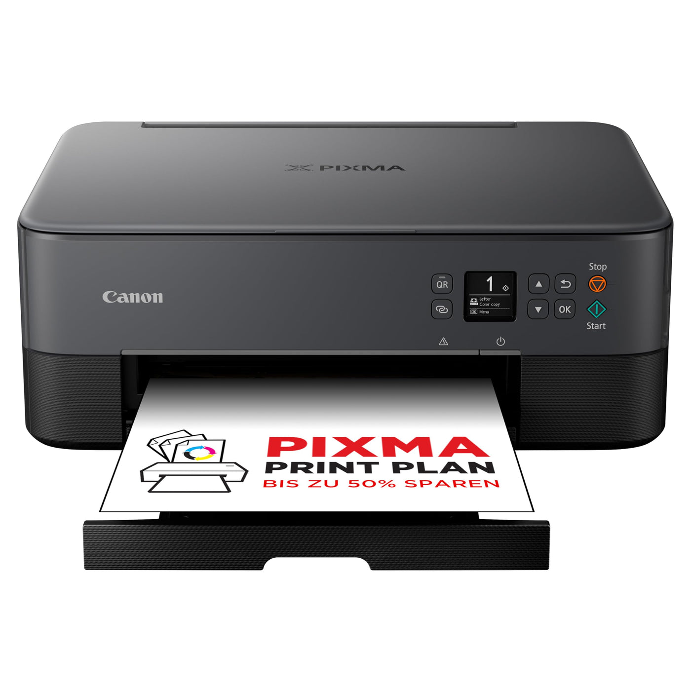 Canon PIXMA TS5350i Multifunktionsdrucker 3in1 (Tintenstrahl,Drucken, Kopieren, Scannen, A4, 3,7 cm OLED, WLAN, Duplexdruck, 2 Papierzuführungen, kompatibel mit Pixma Print Plan ABO) Schwarz