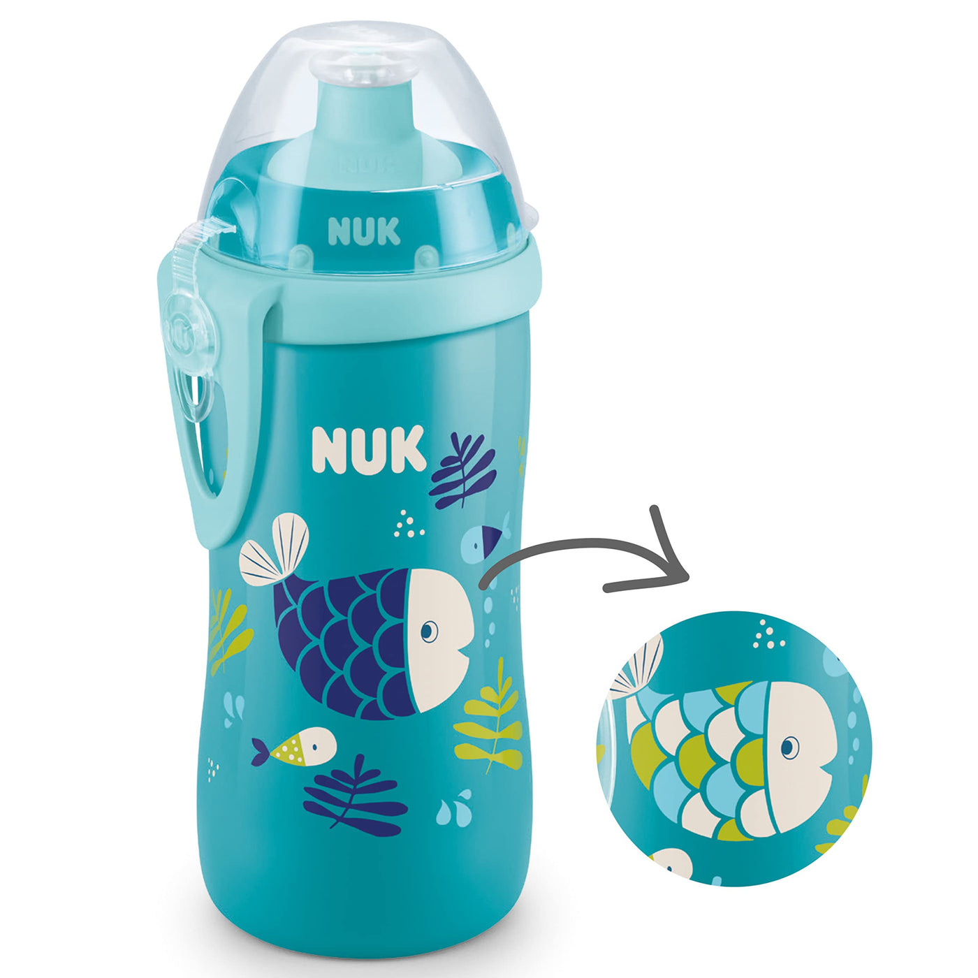 NUK Junior Cup Trinkflasche mit Chamäleon-Effekt | 18+ Monate | mit Farbwechsel | auslaufsicherer Trinklernbecher mit Push-Pull-Trinksauger | Clip & Schutzkappe | BPA-frei | 300 ml | blau