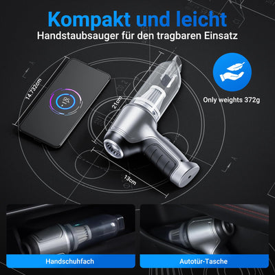 NVKHG Handstaubsauger Akku, 18000Pa Typ-C Aufladbar Tragbar Leicht Mini Staubsauger, 3 in 1 Autostaubsauger mit Bürstenloser Motor Mini Staubsauger für den Auto, Haus, Küche, Tierhaare