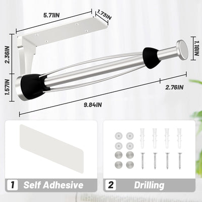 VEHHE Küchenrollenhalter Edelstahl, Silber Einhand Bedienbarer Küchenrollenhalter Ohne Bohren mit Dämpfungseffekt, Selbstklebend oder Gebohrt für Küche, Bad