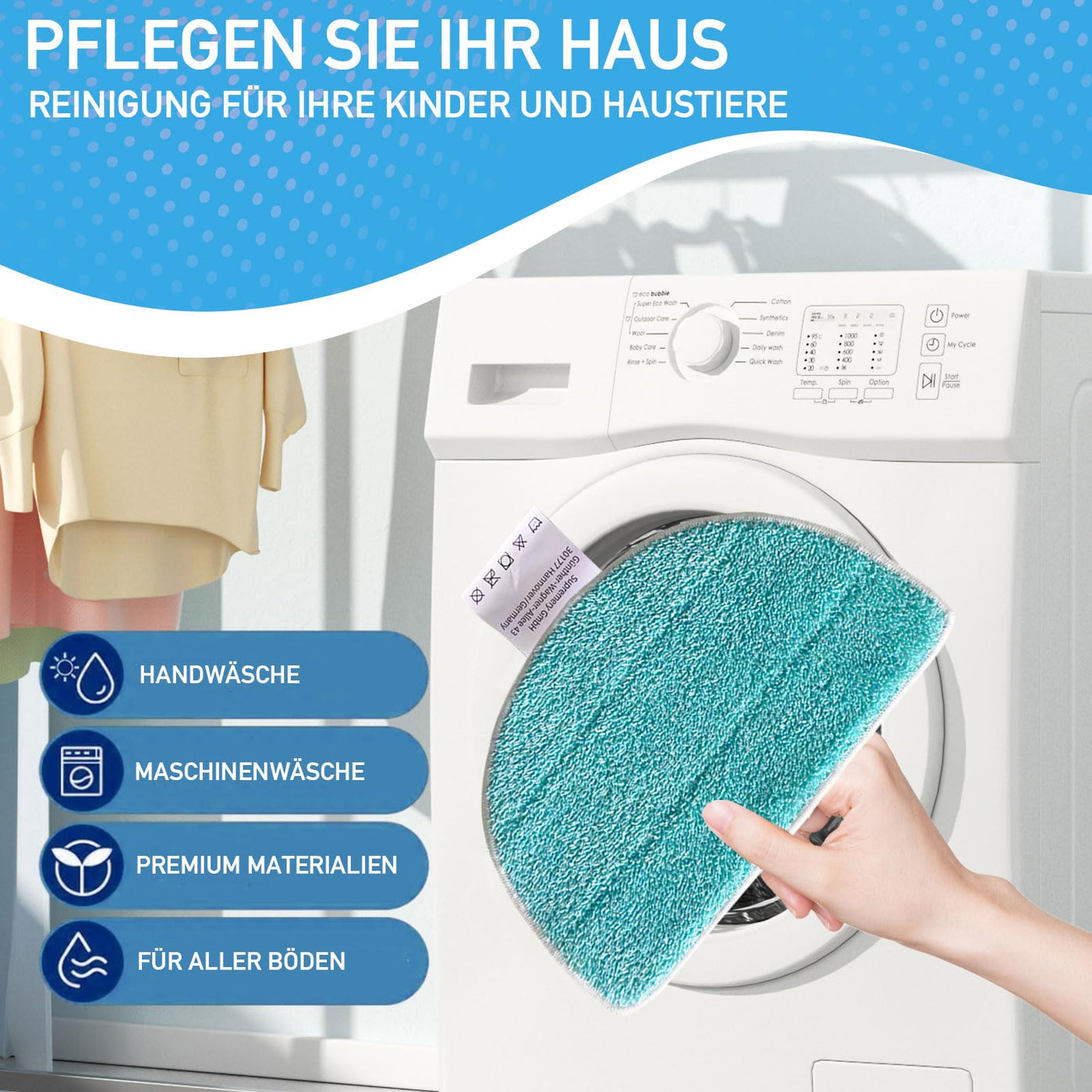 YANGYUQI 6er Set Ersatzpads Kompatibel mit Leifheit Dampfreiniger CleanTenso Power 2.0, Mikrofaser Wischbezug mit Klettunterseite und Fußgurt Treten, Porentiefe Reinigung Ersatztücher für Alle Böden